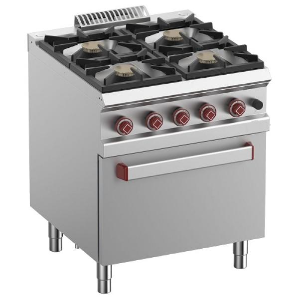 G7/4BF7-N (25) Gasherd 4 Brenner mit Gasbackofen GN2/1, 70x70x85