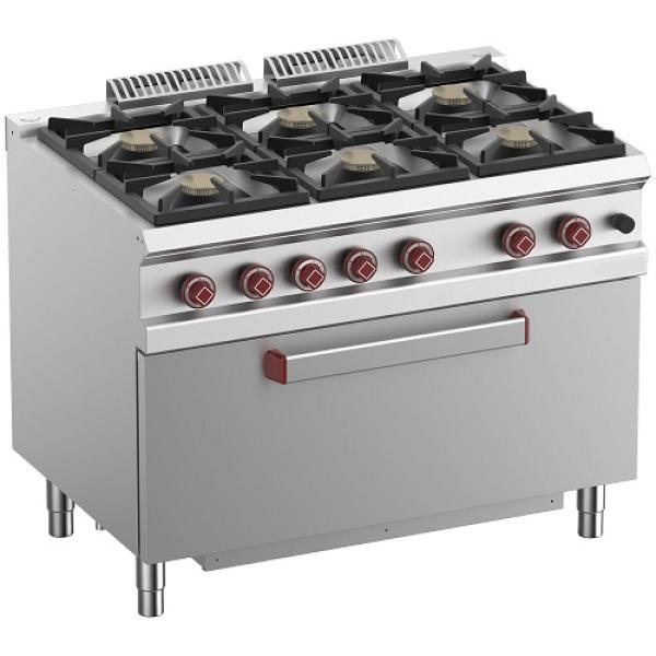 G7/6BFM11-N (25) Gasherd 6 Brenner mit Gasbackofen GN 2/1, 110x70x85