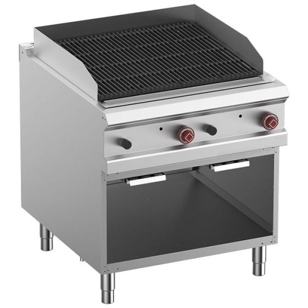 G9/GPLA8-ZN (25) Lavasteingrill, Modul 1/1, Rost "2 faces" aus Gusseisen, offener Unterbau