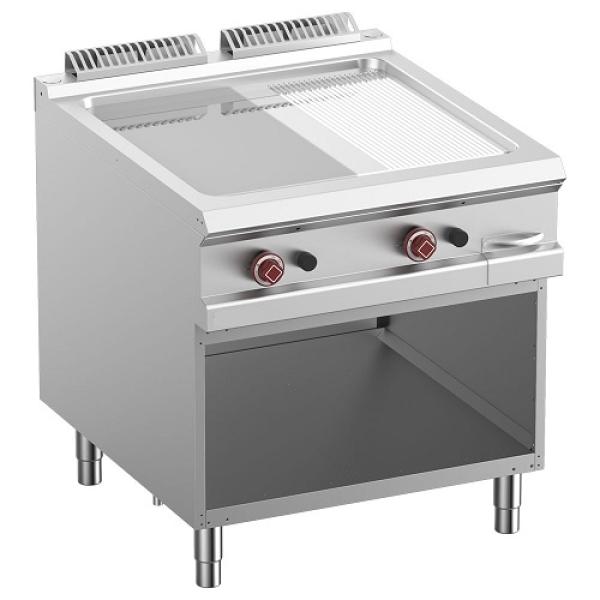 G9/PMCA8-N (25) Gas-Grillplatte 2/3 glatt & 1/3 gerillt, Mod. 1/1, offener Unterbau
