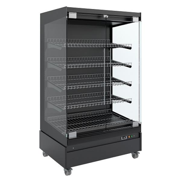 HAS10-G5 (25) Beheizte Vitrine, Selbstbedienung, mit Glastür, auf Rädern - FULL BLACK
