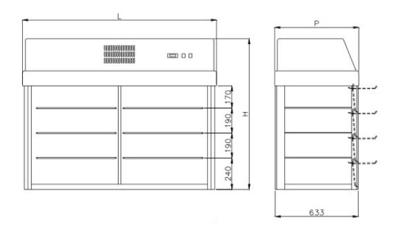 IN/VTAF12-R2 (23) Einbau Kühlvitrine mit Boden zum Aufstellen (für Element 3 GN 1/1)