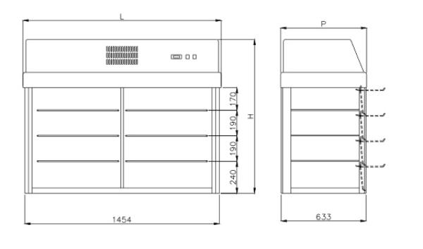 IN/VTAF15-R2 (23) Einbau Kühlvitrine mit Boden zum Aufstellen (für Element 4 GN 1/1)