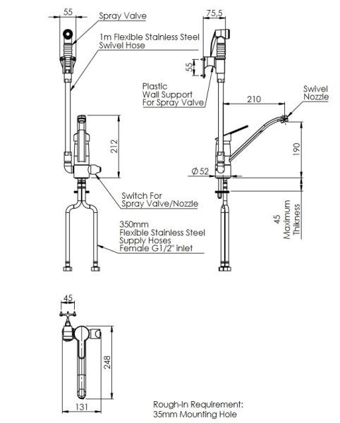 STYL 20911003 1S.2920.42.88/47 CW5001-S 780893 (25) Einlochmischbatterie mit Brausekopf