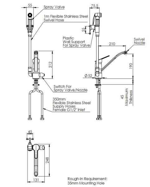 STYL 20911003 1S.2920.42.88/47 CW5001-S (23) Einlochmischbatterie mit Brausekopf