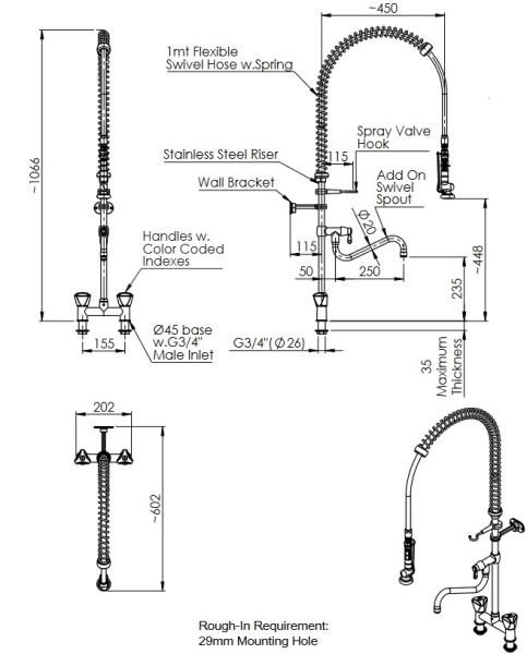 STYL 20922018 3S.3003.19N.K13 781236 (25) Geschirrwaschbrause mit Zweiloch-Mischbatterie und Schwenkhahn