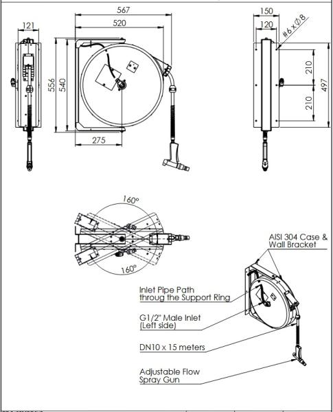 MAX-15/R2 MAXIReel 5R.M15.449 (25) Schlauchaufroller, 15m Schlauch, Handbrause NITO-I