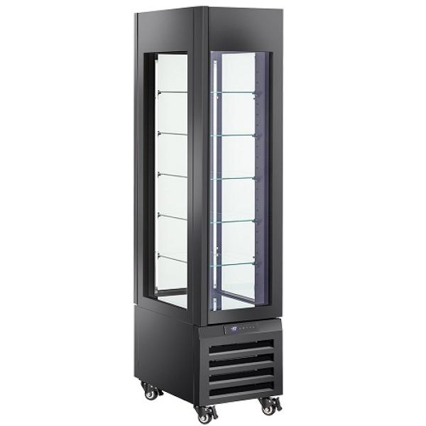 MAX/305-PB (25) Exalta Panorama Vitrine für Gebäck 260 l, 5 Glasstufen, Umluft - SCHWARZ