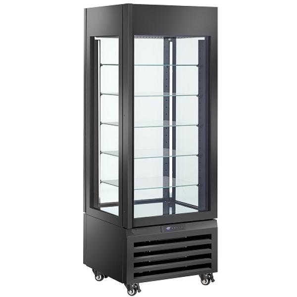 MAX/507-PB (25) Exalta Panorama Vitrine für Gebäck 440 l, 5 Glasstufen, Umluft - SCHWARZ