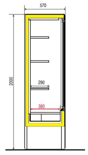 MD10/B5-R2B (25) MODENA Wandkühlregal, Flügeltüren - SCHWARZ