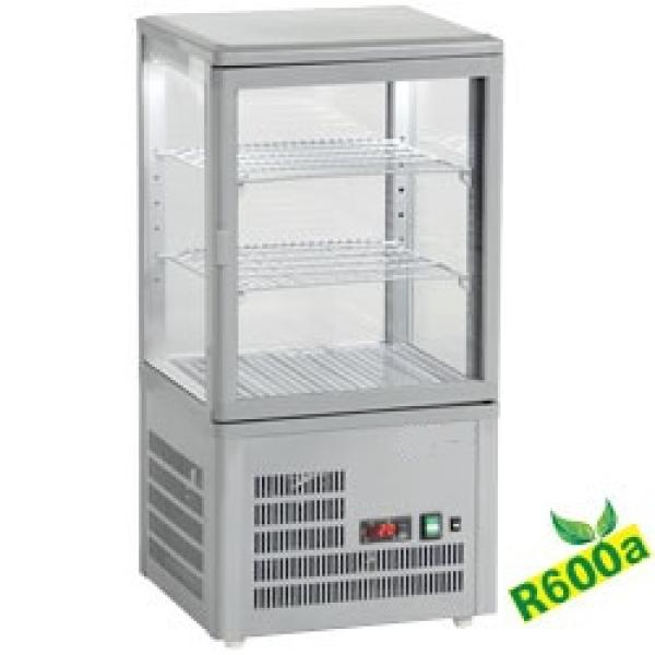MIC-36G/R6 (25) Tischkühlvitrine Aufsatzvitrine, 4-seitig verglast, 3 Ebenen"grau"