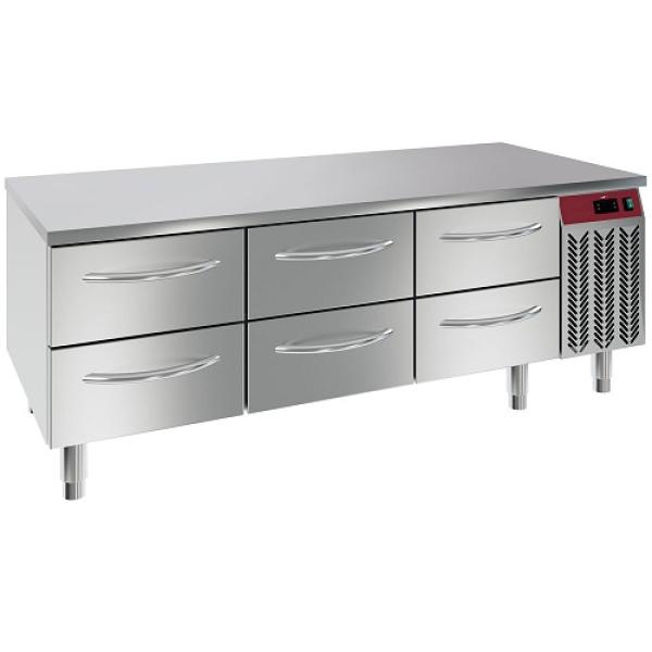 N77/R316G-9E (25) Kühlunterbau, 6x 1/2 Schubladen GN 1/1- h 100 mm