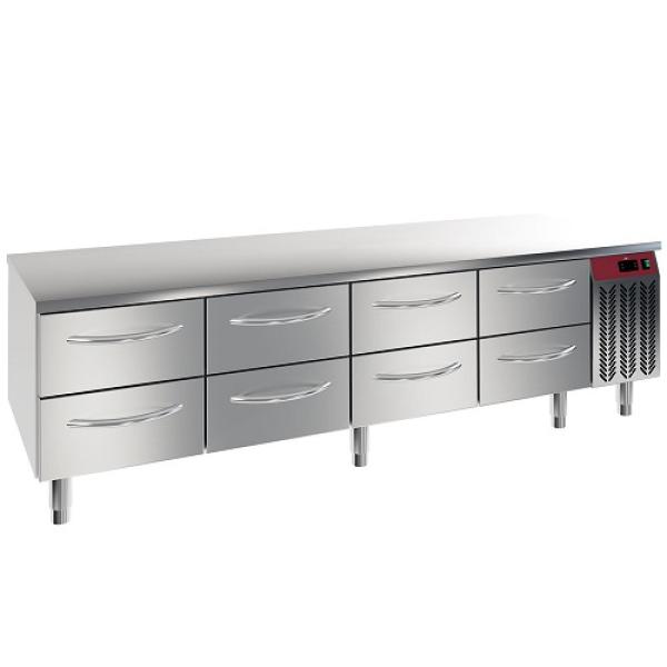 N77/R420G-9F (25) Kühlunterbau, 8x 1/2 Schubladen GN 1/1- h 100 mm