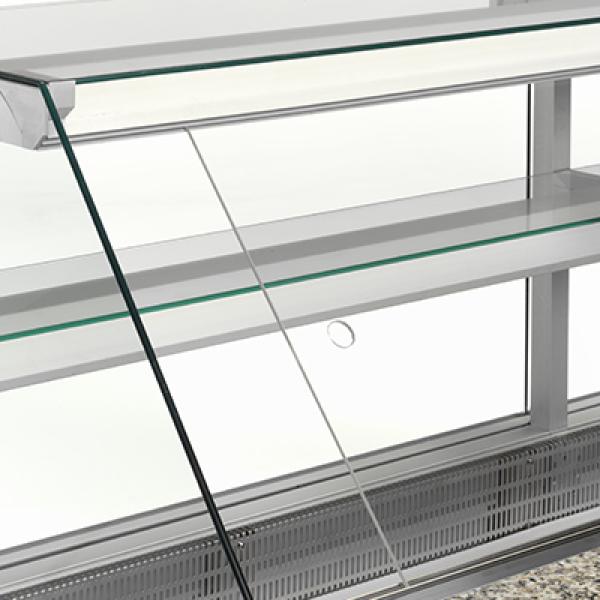 VZ30/B5-VR2 (25) Venice Verkaufstheke Umluft, Glasscheibe 90°, mit Reservefach - SCHWARZ