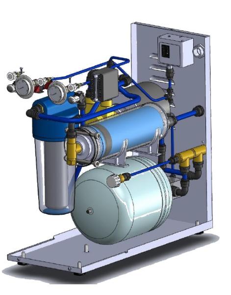 RS15/PP (25) Osmoseanlage 150l/h, mit Druckminderer, Monoblock aus Edelstahl