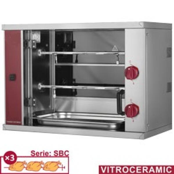 RVE/2C-SBC (25) Kleiner Hähnchengrill Glaskeramik, 2 Spieße (6 Hähnchen)
