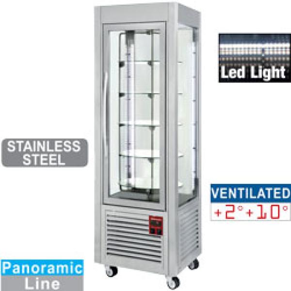 SNE/RN-A5-R2 (25) Panorama Vitrine, 5 rotierende Glasablagen, 360 LT, Edelstahl