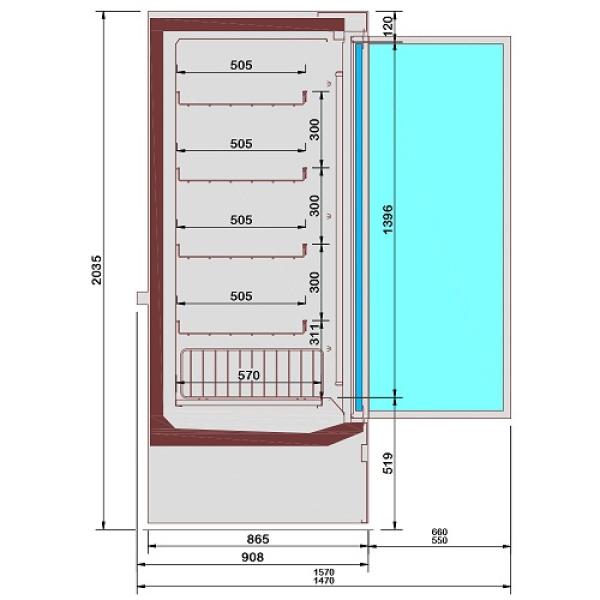 TCM16-D5 (25) Como Wand-Tiefkühlschrank, Selbstbedienung, Schwenktüren - Schwarz