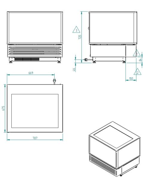 VHDP-B1 (25) Warmhalte Beheizte Vitrine EN oder GN, Umluft, 2 Ebenen, SCHWARZ