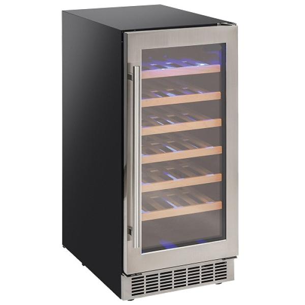 WCB/12-T1 (25) Weinkellerschrank, belüftet, Edelstahltür, 106 Lt., SCHWARZ