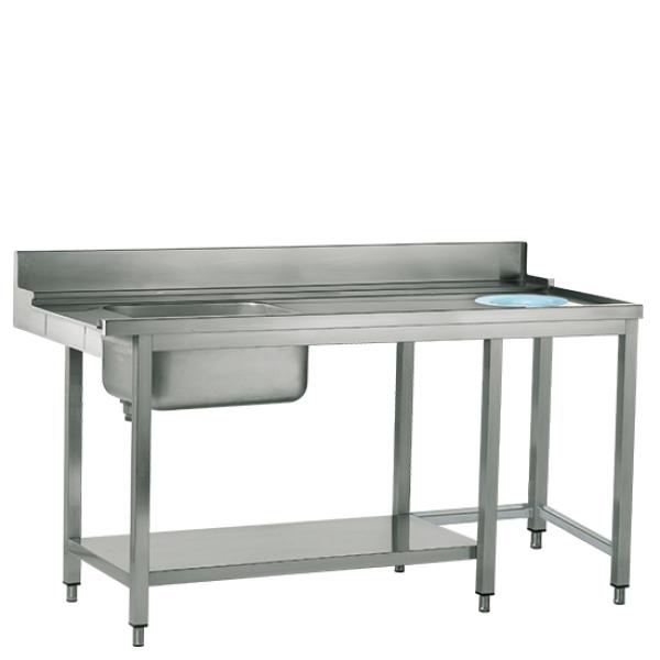 Z/TIDFR1500 (25) M Zulauftisch rechts mit Becken und Abfallloch, Breite 1500