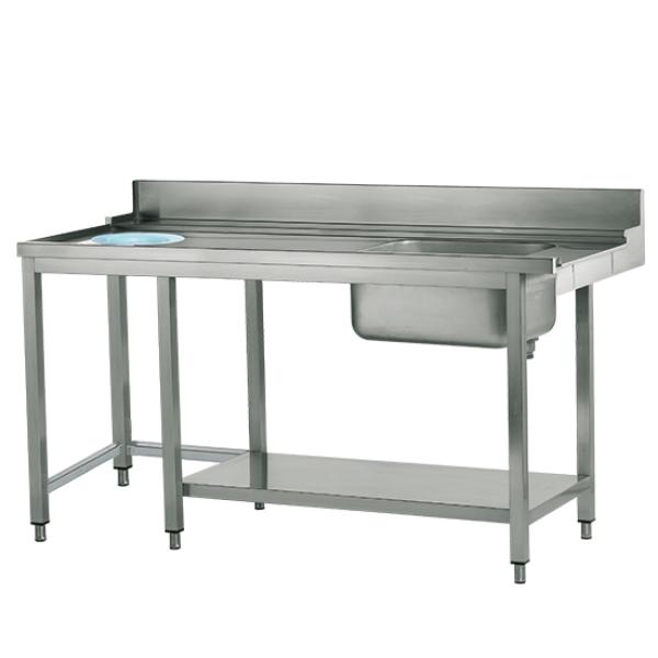 Z/TISFR1200 (25) M Zulauftisch links mit Becken und Abfallloch, Breite 1200