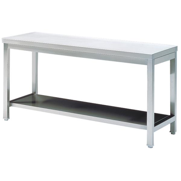 HCA0015 (24) M Edelstahlarbeitstisch mit Grundboden ohne Aufkantung, 1600x700x850mm