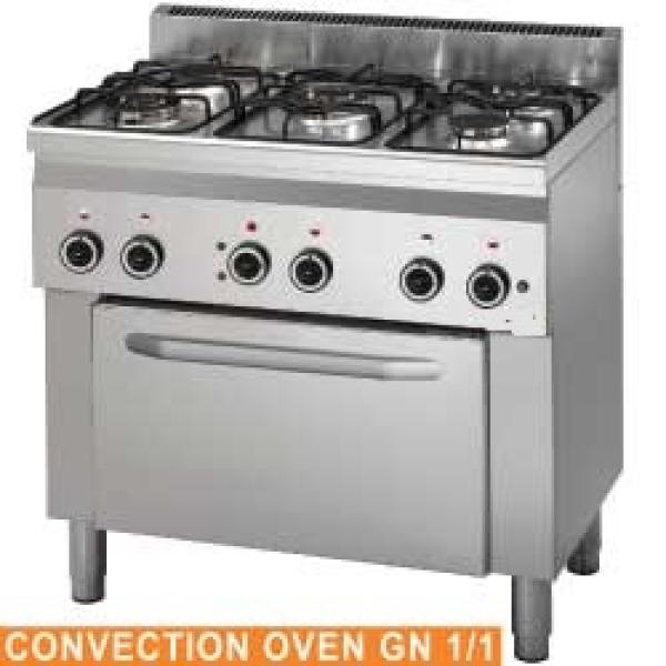 WR-C5FV-65 C5FV6-PN (25) Gasherd 5 Brenner mit Elek. Umluftbackofen und Grill, GN 1/1, 90x60x85
