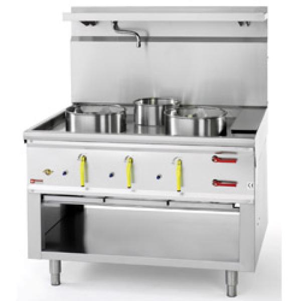 CHINA/3L (25) Gas Wok Herd 3 Brenner mit Überflutungssystem