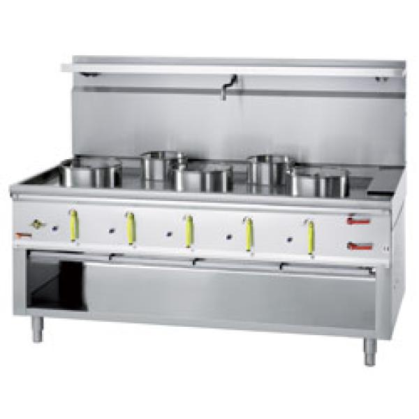 CHINA/5L (25) Gas Wok Herd 5 Brenner mit Überflutungsystem