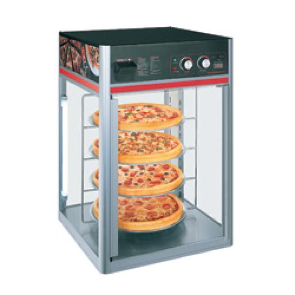 DLVM-1 (25) Pizzavitrine-Wärmevitrine 4 rotierende Roste, 50x53x73