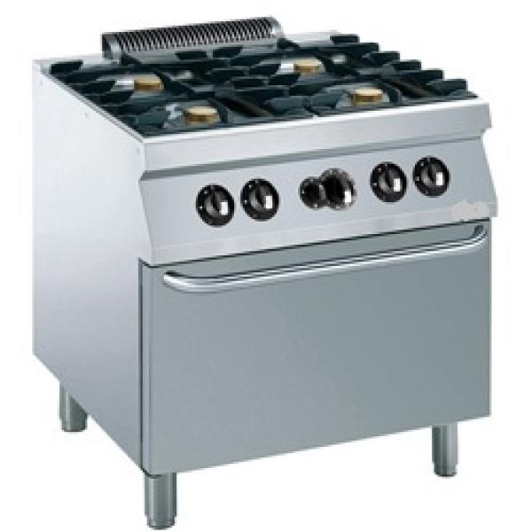G17/4BFE8-N (25) Gasherd 4 Brenner 5,5 kW, Elektrobackofen GN 2/1