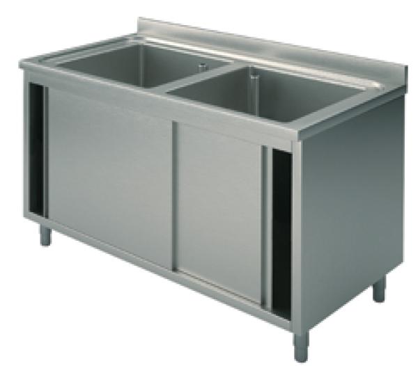 GLA0021 (24) M Spülschrank mit 2 Becken und Schiebetüren, 120x60