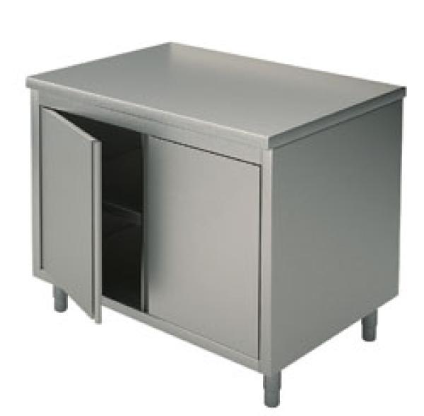 HCA0040 (24) M Edelstahl-Arbeitsschrank mit Flügeltüren ohne Aufkantung, 800X700X850mm