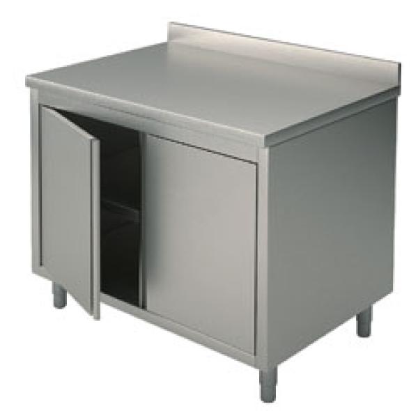 STNA606 (24) M Edelstahl-Arbeitsschrank mit Flügeltüren und Aufkantung, 600X600X850mm