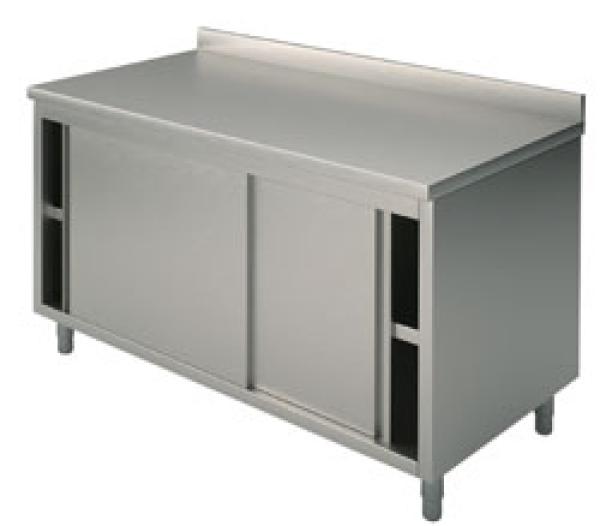 HCA0052 (24) M Edelstahl-Arbeitsschrank mit Schiebetüren mit Aufkantung, 1000X600X850mm