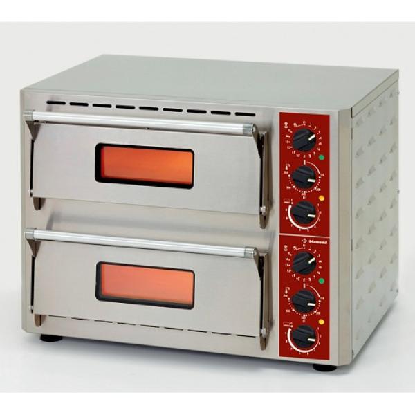 PIZZA-QUICK/43-2C (23) Elektro Pizzaofen, 2 Kammern (3 +3 kW), 430x430xh100 mm