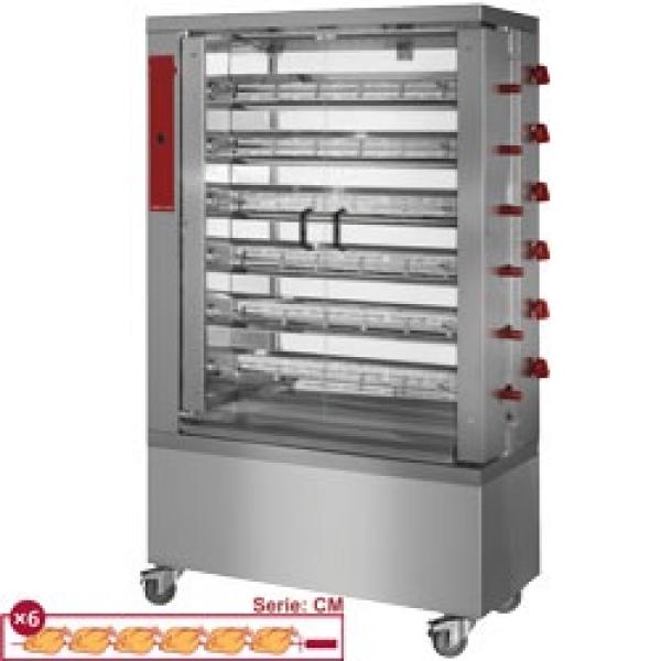RVG/6-CM (25) Hähnchengrill Gas, 6 Spiesse auf Rädern (36 Hähnchen)