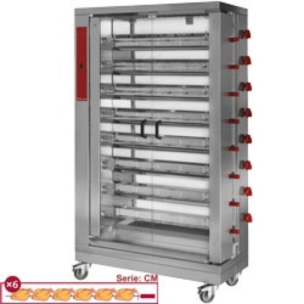 RVG/8-CM (25) Hähnchengrill Gas, 8 Spieße auf Rädern (48 Hähnchen)