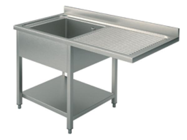 SLG1LD1257 (24) M Edelstahl-Spülcenter 1 Becken links, Abtropffläche rechts und Aussparung, 120x70