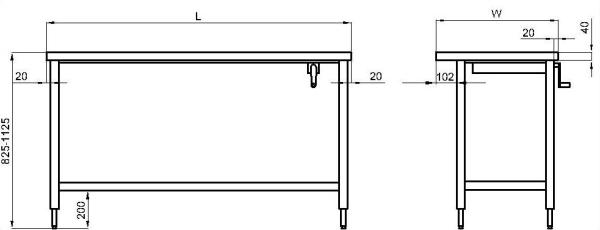 STLH147 (24) Ergonomisch Höhenverstellbarer Arbeitstisch, mechanisch, 1400x700x825/1125mm