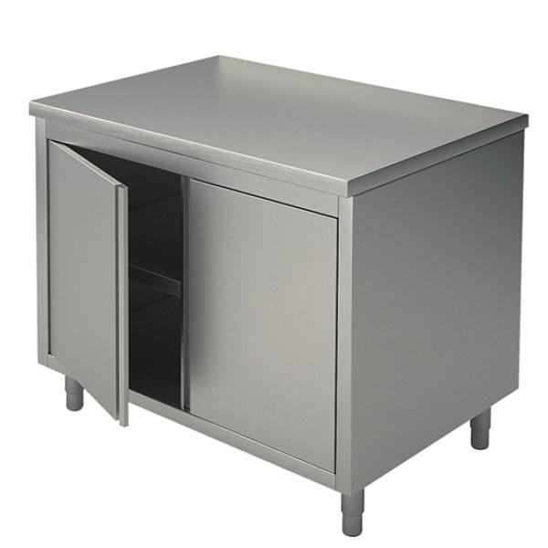 STN606 (24) M Edelstahl-Arbeitsschrank mit Flügeltüren ohne Aufkantung, 600X600X850mm