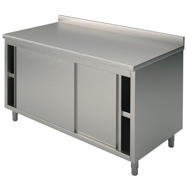 STNA6020 (24) M Edelstahl-Arbeitsschrank mit Schiebetüren mit Aufkantung, 2000X600X850mm