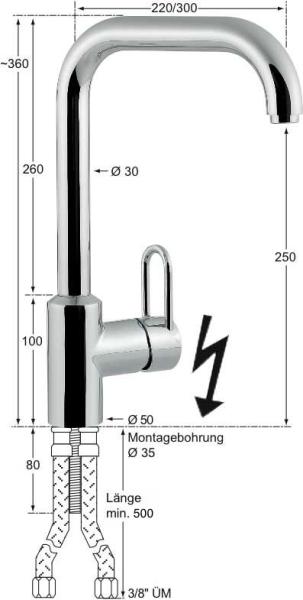 122.261.HT2.YVN VN.122.251.HT2.Y (25) KN Niederdruck Spültischbatterie 1/2'' drucklos