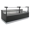 DPT13-V5 (25) Porto Verkaufstheke Umluft, Glasscheibe 90°, mit Reservefach - SCHWARZ
