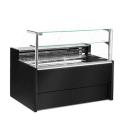 VZ15/B5-VR2 (25) Venice Verkaufstheke Umluft, Glasscheibe 90°, mit Reservefach - SCHWARZ