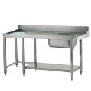 Z/TISFR1200 (25) M Zulauftisch links mit Becken und Abfallloch, Breite 1200