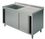 SLA1GD1407 (24) M Spülschrank mit 1 Becken links, Abtropffläche rechts, Schiebetüren, 140x70