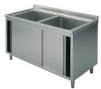 SLA21407 (24) M Spülschrank mit 2 Becken, Schiebetüren, 140x70