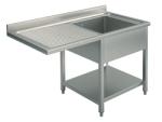 SLG1LS1257 (24) M Edelstahl-Spülcenter 1 Becken rechts, Abtropffläche links und Aussparung, 120x70
